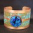 Blue Dichroic Glass & Copper Bracelet