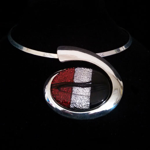 Red Silver & Black Oval