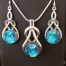 Blue Dichroic Glass Earring & Pendant Set